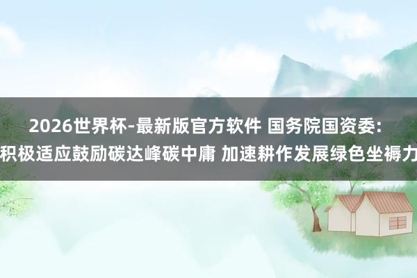 2026世界杯-最新版官方软件 国务院国资委: 积极适应鼓励碳达峰碳中庸 加速耕作发展绿色坐褥力