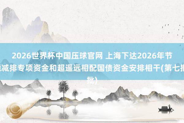 2026世界杯中国压球官网 上海下达2026年节能减排专项资金和超遥远相配国债资金安排相干(第七批)