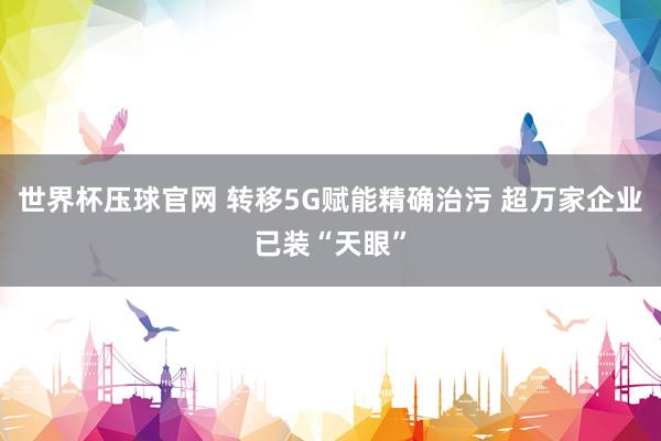 世界杯压球官网 转移5G赋能精确治污 超万家企业已装“天眼”