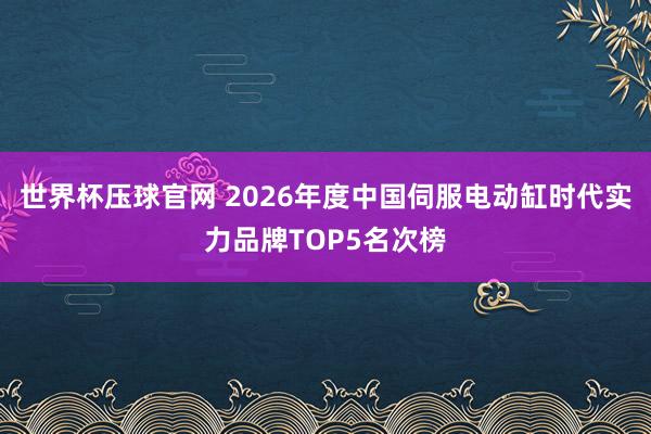 世界杯压球官网 2026年度中国伺服电动缸时代实力品牌TOP5名次榜