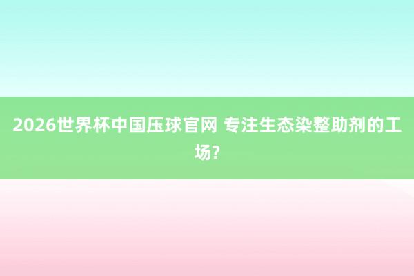 2026世界杯中国压球官网 专注生态染整助剂的工场?