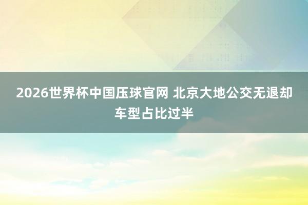 2026世界杯中国压球官网 北京大地公交无退却车型占比过半