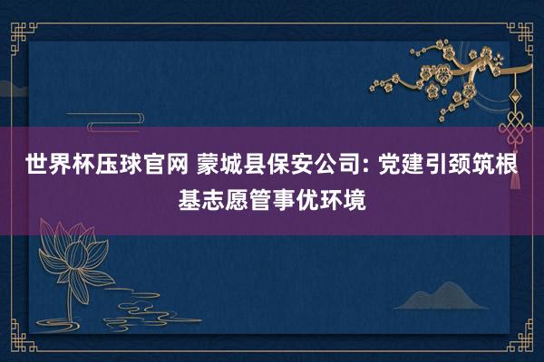 世界杯压球官网 蒙城县保安公司: 党建引颈筑根基志愿管事优环境