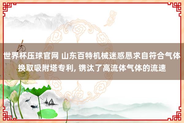 世界杯压球官网 山东百特机械迷惑恳求自符合气体换取吸附塔专利， 镌汰了高流体气体的流速