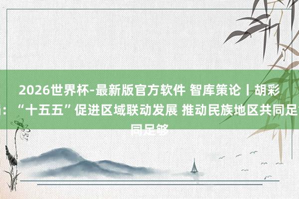 2026世界杯-最新版官方软件 智库策论丨胡彩娟：“十五五”促进区域联动发展 推动民族地区共同足够