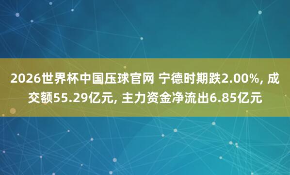 2026世界杯中国压球官网 宁德时期跌2.00%， 成交额55.29亿元， 主力资金净流出6.85亿元