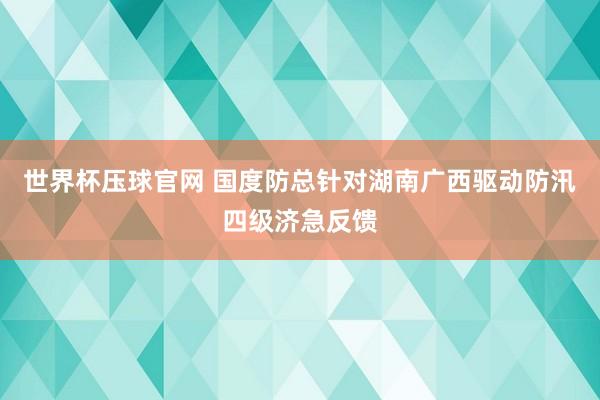 世界杯压球官网 国度防总针对湖南广西驱动防汛四级济急反馈