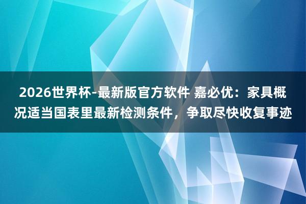 2026世界杯-最新版官方软件 嘉必优：家具概况适当国表里最新检测条件，争取尽快收复事迹