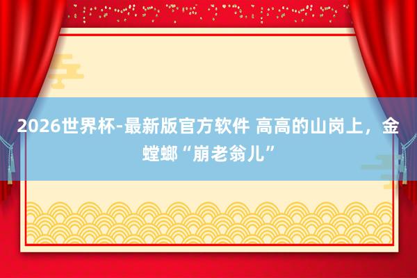 2026世界杯-最新版官方软件 高高的山岗上，金螳螂“崩老翁儿”