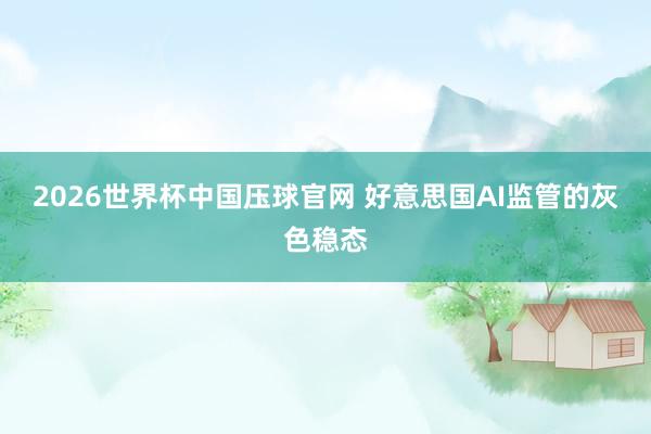 2026世界杯中国压球官网 好意思国AI监管的灰色稳态
