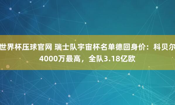 世界杯压球官网 瑞士队宇宙杯名单德回身价：科贝尔4000万最高，全队3.18亿欧