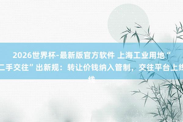 2026世界杯-最新版官方软件 上海工业用地“二手交往”出新规：转让价钱纳入管制，交往平台上线