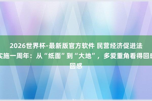 2026世界杯-最新版官方软件 民营经济促进法实施一周年：从“纸面”到“大地”，多爱重角看得回感