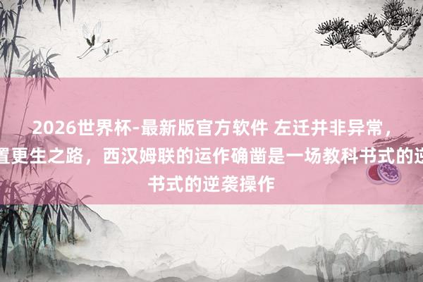 2026世界杯-最新版官方软件 左迁并非异常，反而配置更生之路，西汉姆联的运作确凿是一场教科书式的逆袭操作