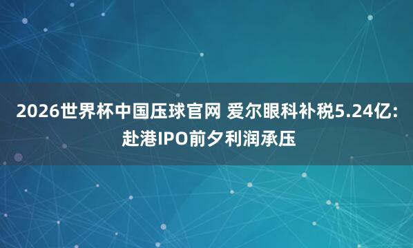 2026世界杯中国压球官网 爱尔眼科补税5.24亿: 赴港IPO前夕利润承压