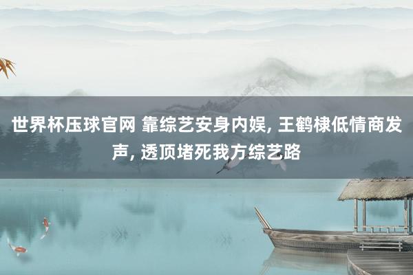世界杯压球官网 靠综艺安身内娱， 王鹤棣低情商发声， 透顶堵死我方综艺路