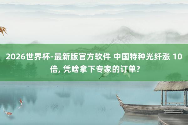 2026世界杯-最新版官方软件 中国特种光纤涨 10 倍， 凭啥拿下专家的订单?