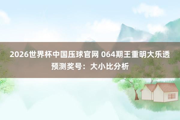 2026世界杯中国压球官网 064期王重明大乐透预测奖号：大小比分析