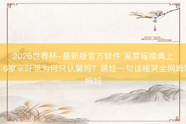 2026世界杯-最新版官方软件 奚梦瑶婚典上,6岁辛阡觅为何只认舅妈?萌娃一句话暖哭全网姆妈