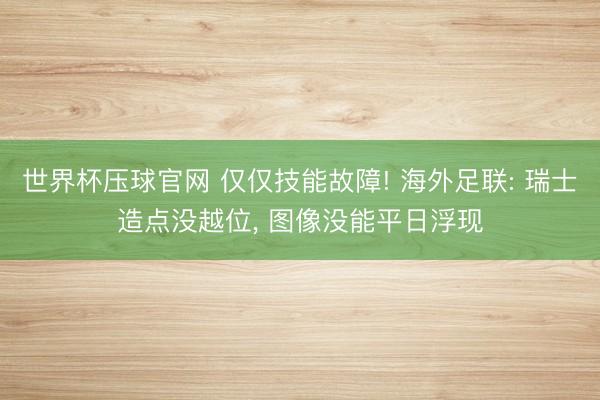 世界杯压球官网 仅仅技能故障! 海外足联: 瑞士造点没越位, 图像没能平日浮现
