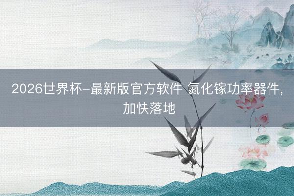 2026世界杯-最新版官方软件 氮化镓功率器件， 加快落地