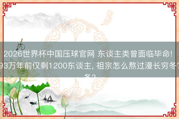 2026世界杯中国压球官网 东谈主类曾面临毕命! 93万年前仅剩1200东谈主， 祖宗怎么熬过漫长穷冬?